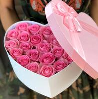Коробка-серце з 25 рожевих троянд
